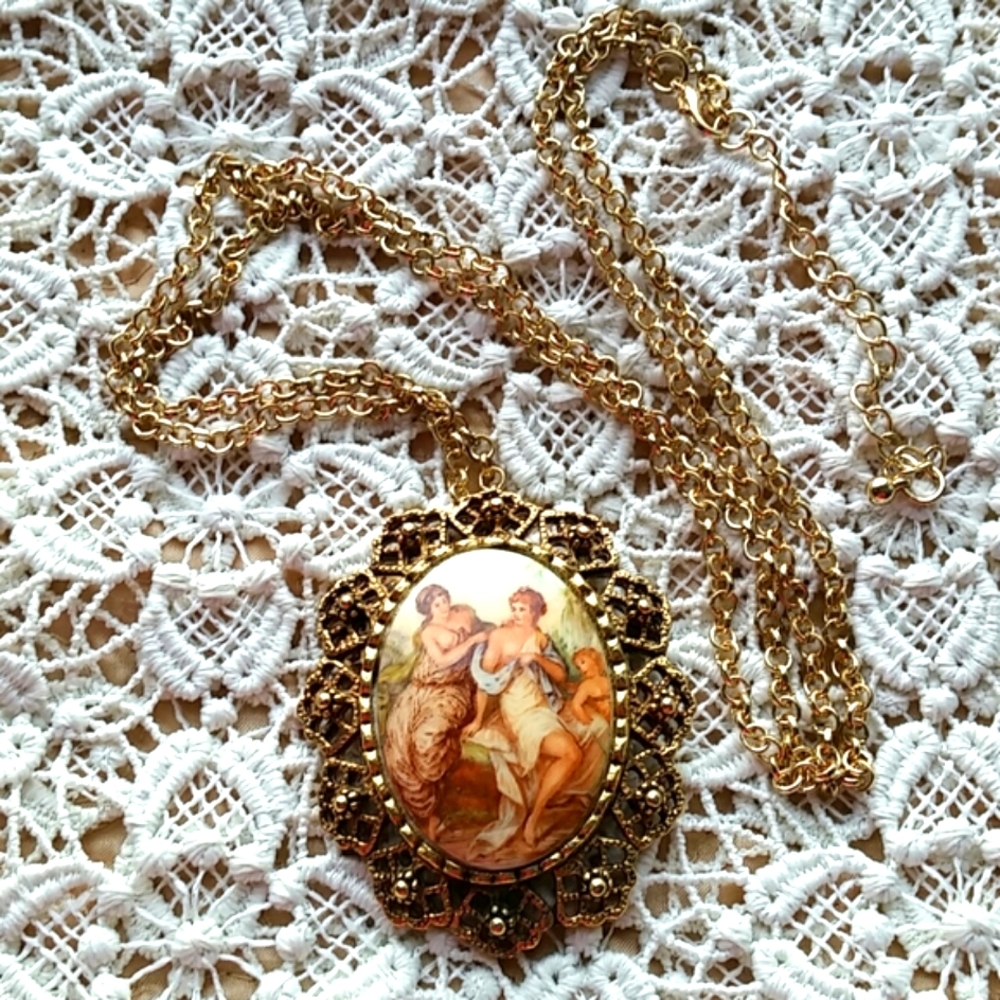 Vintage Cameo Brooch and Pendant Neoclassical
